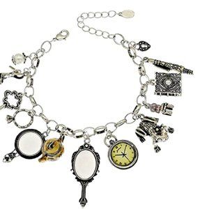 Silver Plated Fairytale Story Taylor Fan Princess Disney Charm Bracelet NEW